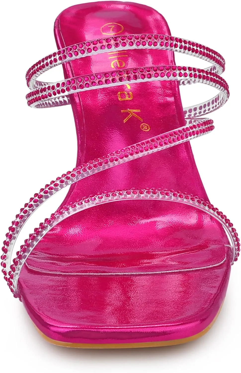 Allegra K Women's Rhinestone Strappy Kitten Heel Slide Heels Sandals