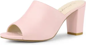 Allegra K Women's Slip on Block Heel Slide Sandals