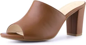 Allegra K Women's Slip on Block Heel Slide Sandals