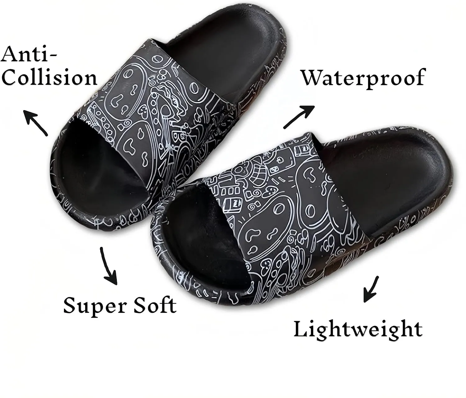 AuraGlor Cloud Pillow Slippers for Women and Men Non-Slip Quick Drying Soft Cute Retro Animal Cushioned Thick Sole Lightweight Cow Leopard Bear Print Shower Bathroom Slides Sandals Indoor Outdoor