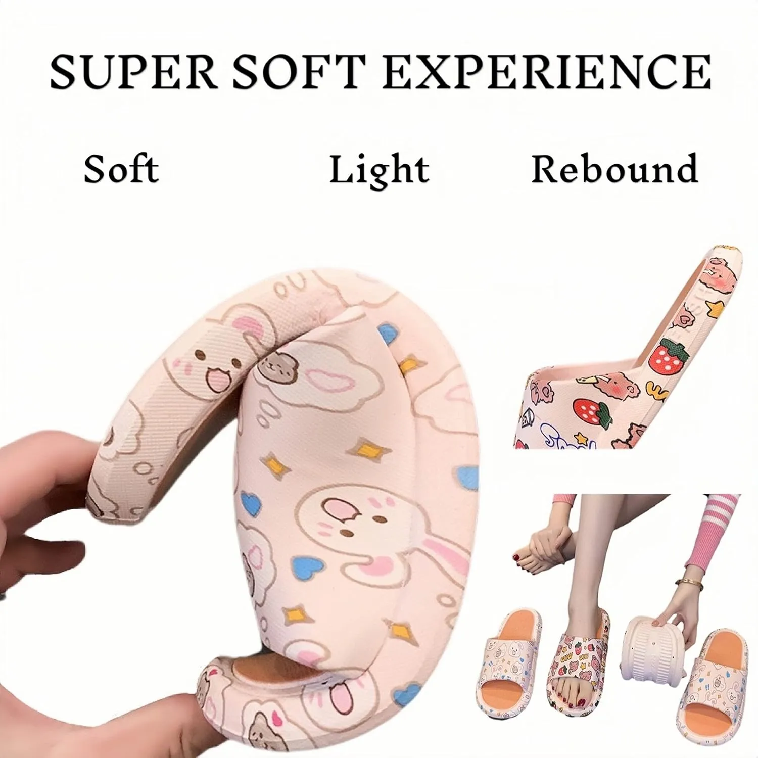 AuraGlor Cloud Pillow Slippers for Women and Men Non-Slip Quick Drying Soft Cute Retro Animal Cushioned Thick Sole Lightweight Cow Leopard Bear Print Shower Bathroom Slides Sandals Indoor Outdoor