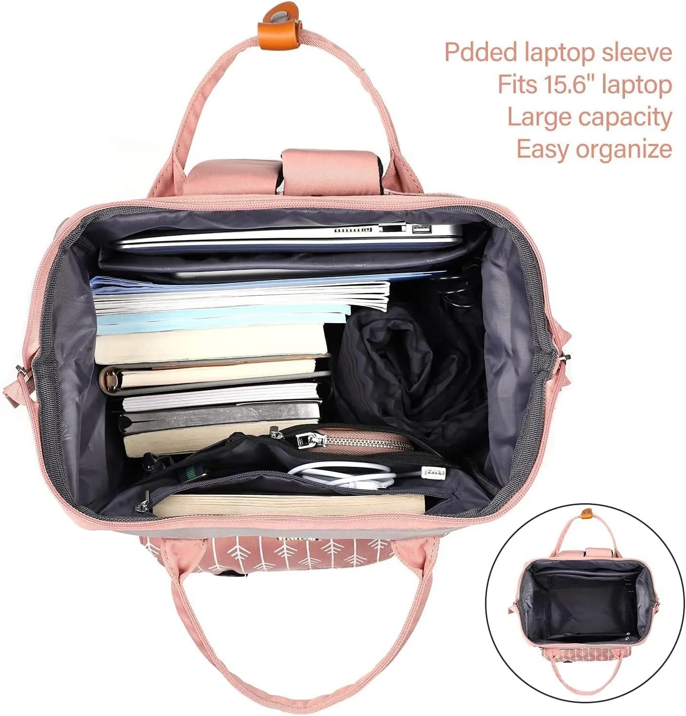 Backpack for Women School Backpack, 15.6 Inch Computer Back Pack with USB Charging Port Travel Bookbag for College Work Business, Gifts for Women Girls, Pink