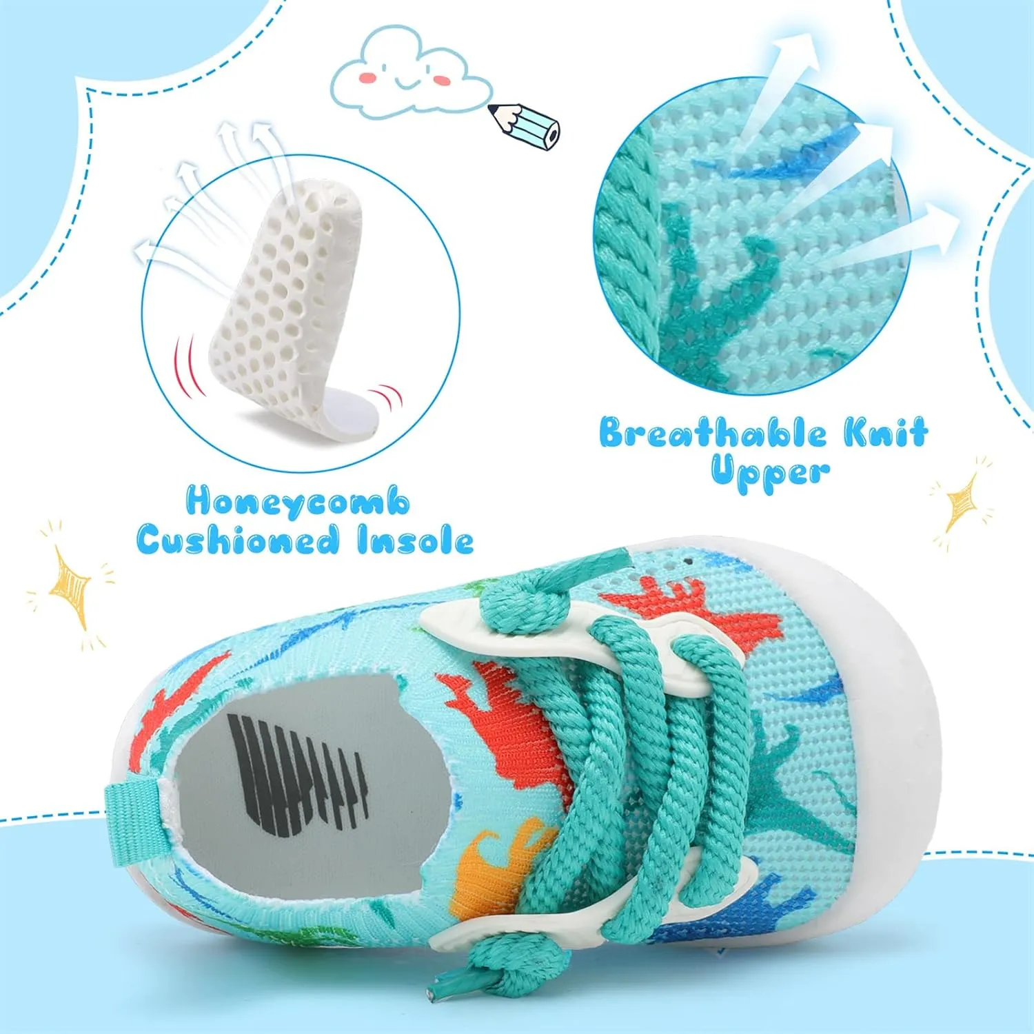 BARERUN Baby Shoes Baby First Walking Shoes Infant Sneakers Wide Barefoot Slip on Soft Sole Boys Girls Crib Shoe Toddler Breathable Lightweight House Socks
