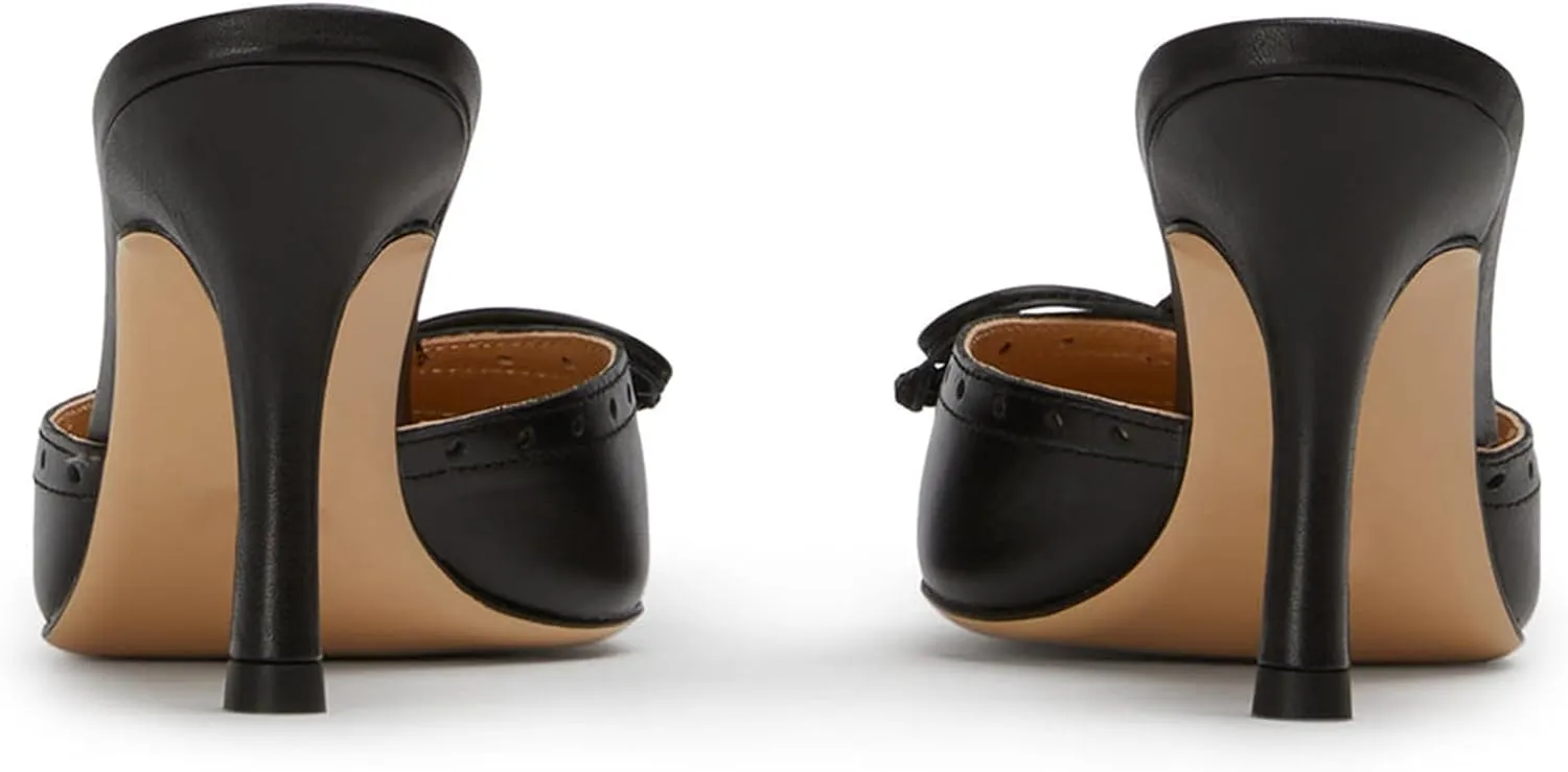 Bow Tie Heeled Mules for Women Slip On Pumps Shoes Backless Stiletto High Heels Pointed Toe Dress Slide Sandals