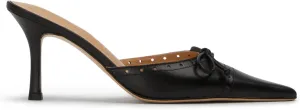 Bow Tie Heeled Mules for Women Slip On Pumps Shoes Backless Stiletto High Heels Pointed Toe Dress Slide Sandals