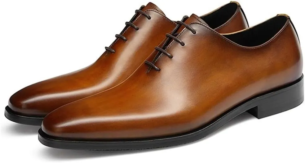 Breathable Non Slip Rubber Sole Leather Shoes Mens Patent Leather Lace Up Block Heel Formal Oxfords Lug Sole Heightening