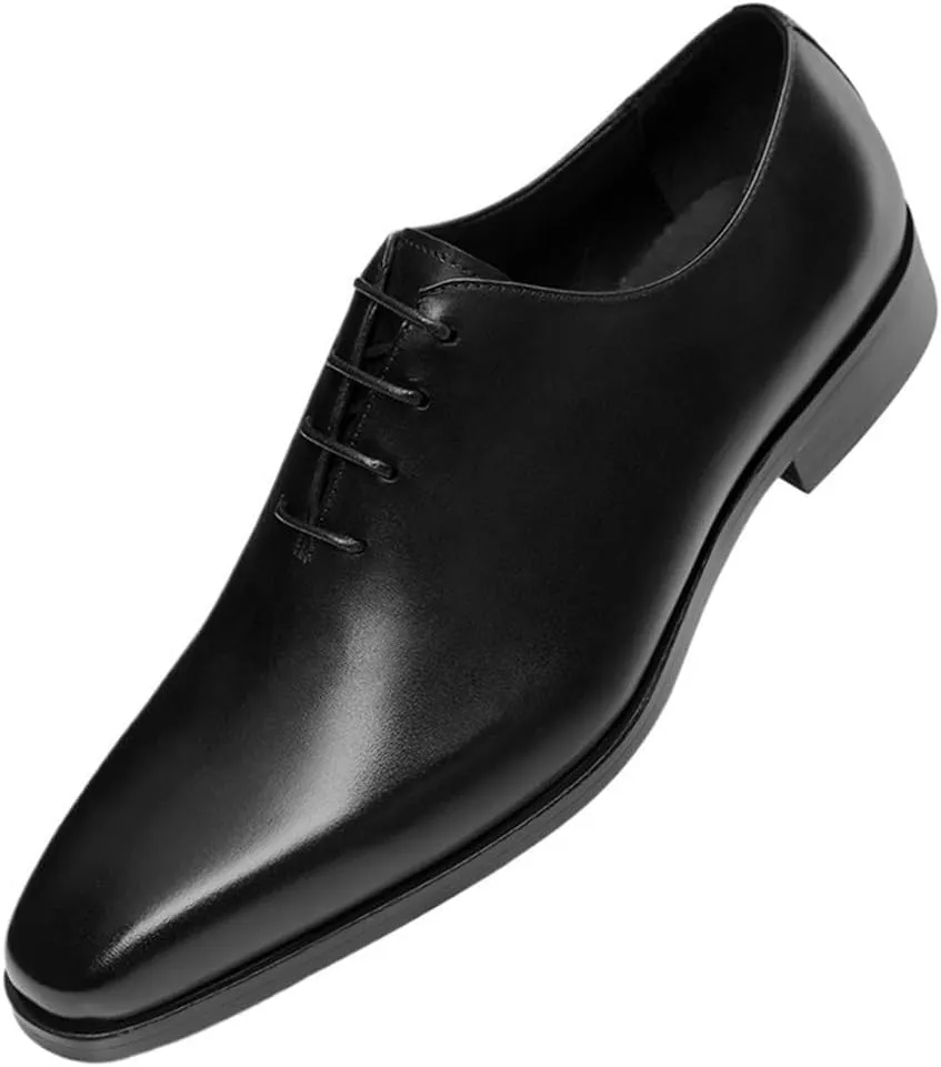 Breathable Non Slip Rubber Sole Leather Shoes Mens Patent Leather Lace Up Block Heel Formal Oxfords Lug Sole Heightening