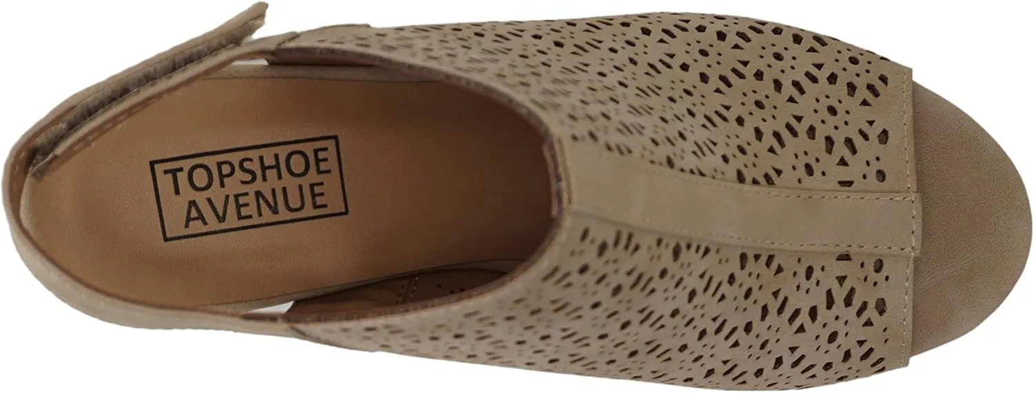 Daisy - Women's Caged Geometric Laser Cut Out Peep Toe Chunky Stacked Heel Ankle Sandal