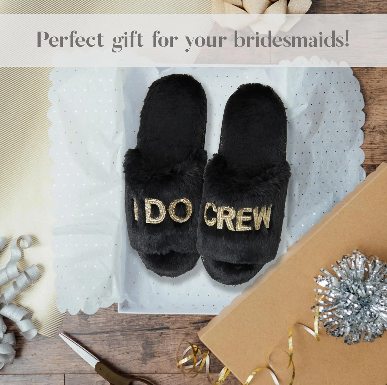 Dearfoams Women's Bride and Bridesmaid Gifts I Do Crew Matching Bridal Slippers for Wedding and Bachelorette Party