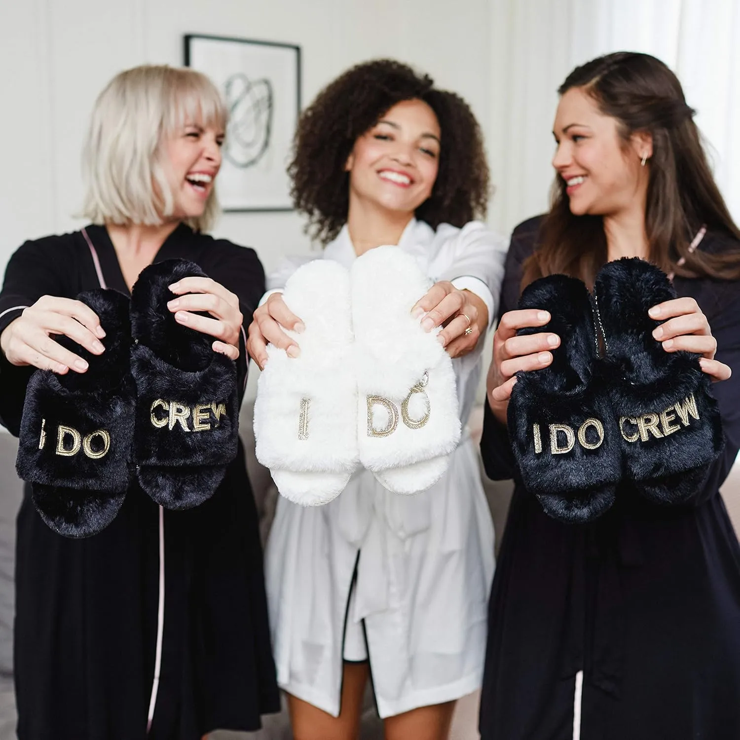 Dearfoams Women's Bride and Bridesmaid Gifts I Do Crew Matching Bridal Slippers for Wedding and Bachelorette Party