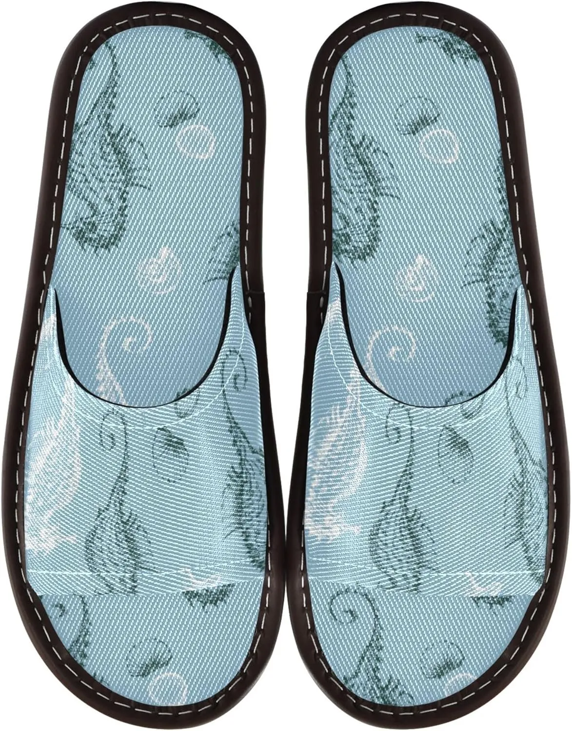 Fisyme Slippers for Women Men Slip-On Open Toe Indoor Outdoor House Shoes Home Slipper