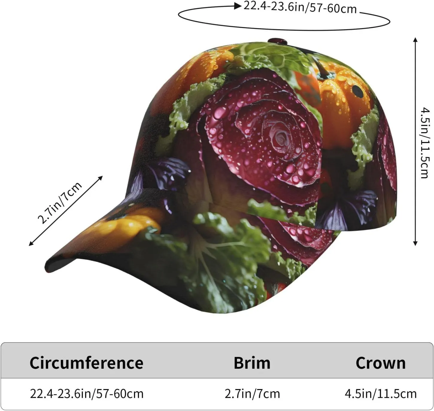 Fresh Oranges Kiwis Classic Baseball Cap - Adjustable Running Hat - Ideal for Beach Vacation, Outdoor Sports & Travel