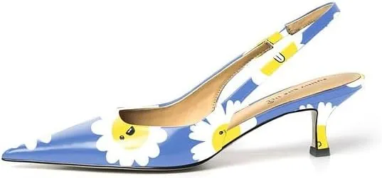 FSJ Women's Mid Kitten Heel Slingback Sandal Pointy Toe Sexy Pumps Comfortable Dress Party Walking Shoes Size 4-15 US
