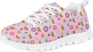 Girls Cute Tennis Shoes Kids Breathable Mesh Running Sneakers Casual Print Lace Up Soft Walking Shoes