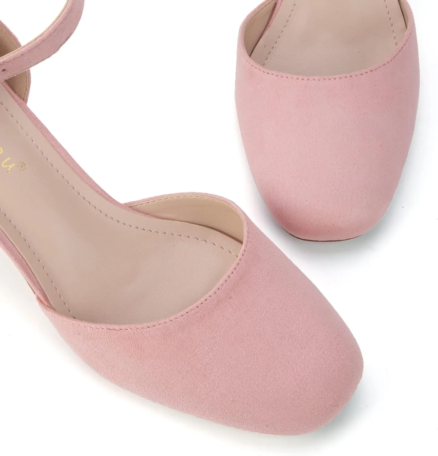 Greatonu Women's Closed Toe Ankle Strap 2.5 inch Low Block Heels Dress Wedding Party Pumps Shoes