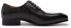 HOOENG Dress Shoes for Men Lace Up Split Toe Pointed Toe Crocodile Raised Cowhide Non Slip Rubber Sole Block Heel Classical (Color : Black, Size : 10)