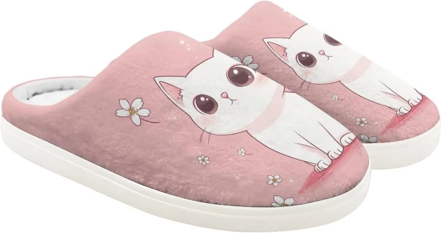 House Slippers for Kids Girls Fuzzy House Slippers House Shoes for Girls - White