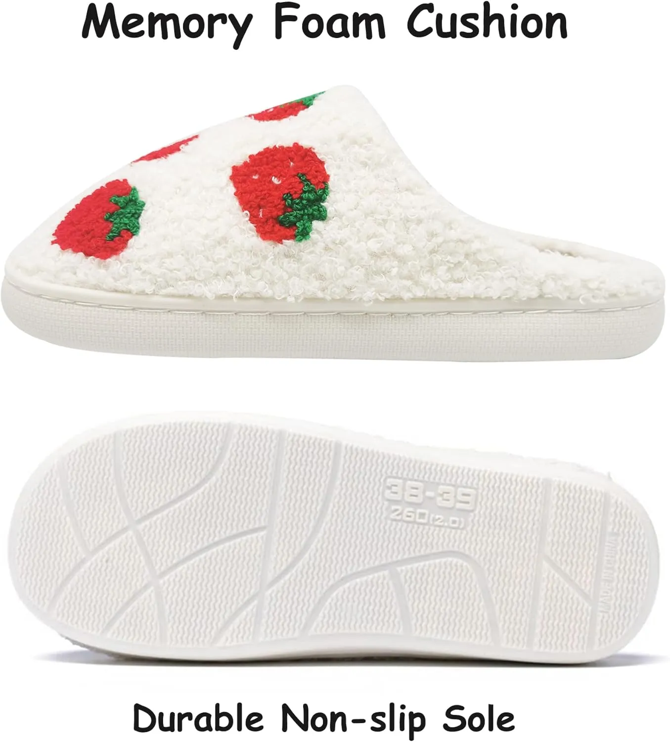 House Slippers for Women Men, Plush Warm Fuzzy Slippers, Cozy Memory Foam Checkered Slippers, Bedroom Indoor Outdoor Slip on Plaid Shoes with Fur