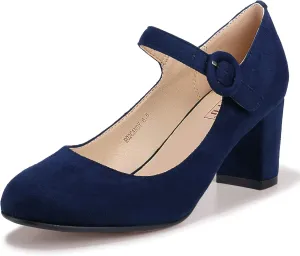 IDIFU Women's Candy Dress Mary Jane Shoes Low Block Heels Closed Round Toe Office Work Church Wedding Pumps