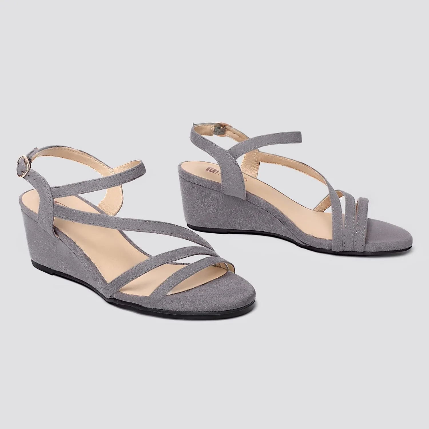 IDIFU Women's Wedge Heel Sandal Dress Low Strappy 2 Inch Open Toe Wedding Bridal Shoes for Woman Ladies Evening Formal