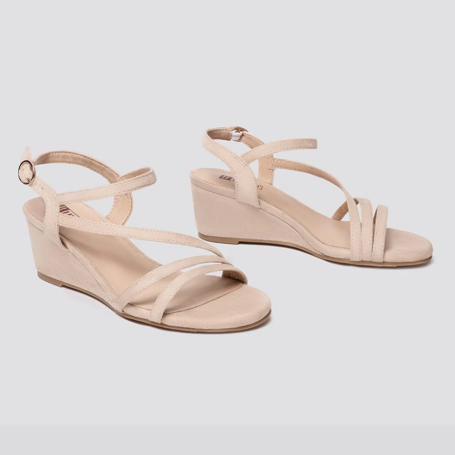 IDIFU Women's Wedge Heel Sandal Dress Low Strappy 2 Inch Open Toe Wedding Bridal Shoes for Woman Ladies Evening Formal