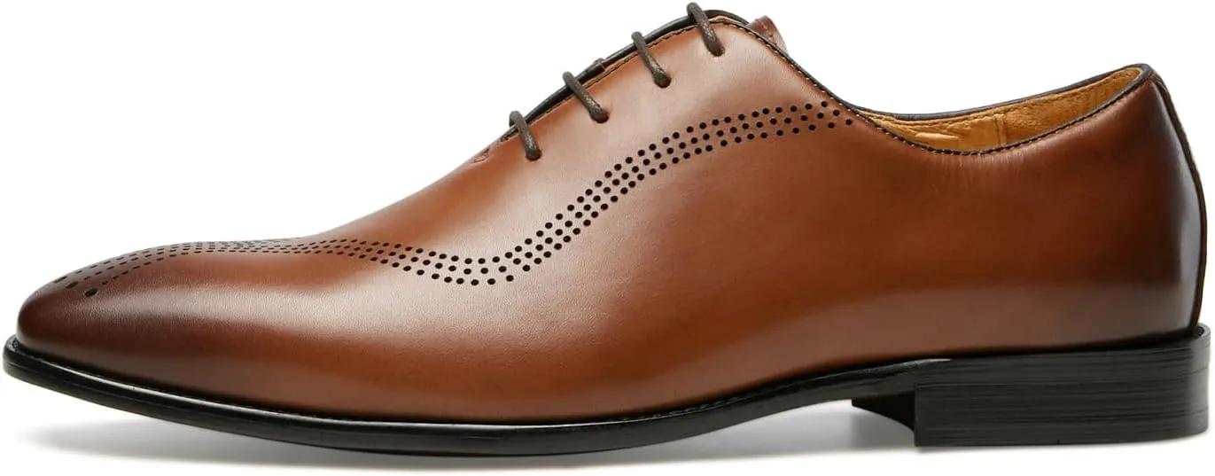 Journey West Mens Dress Shoes with Genuine Leather in Cap-Toe Business Oxford Formal Wedding Shoes for Men