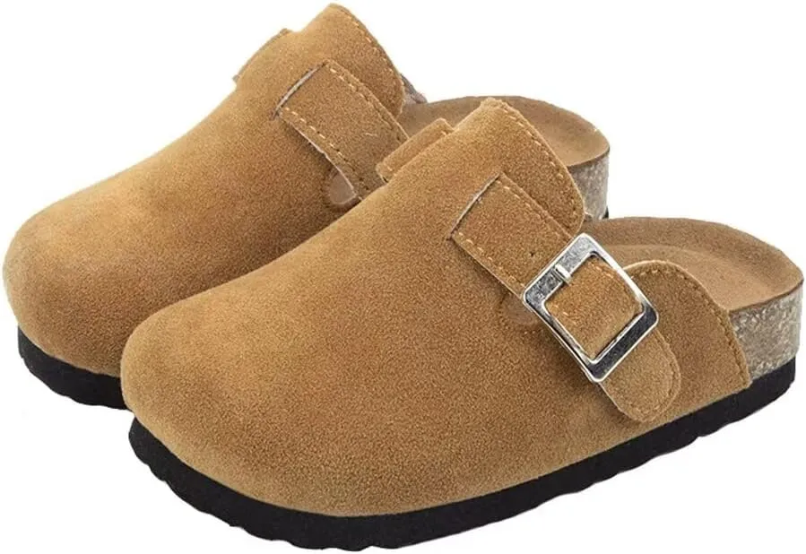 Kids Clogs for Girls Boys Cute Slip-on Slippers Classic Sued e Cor k Footbed Sandals Potato Shoes