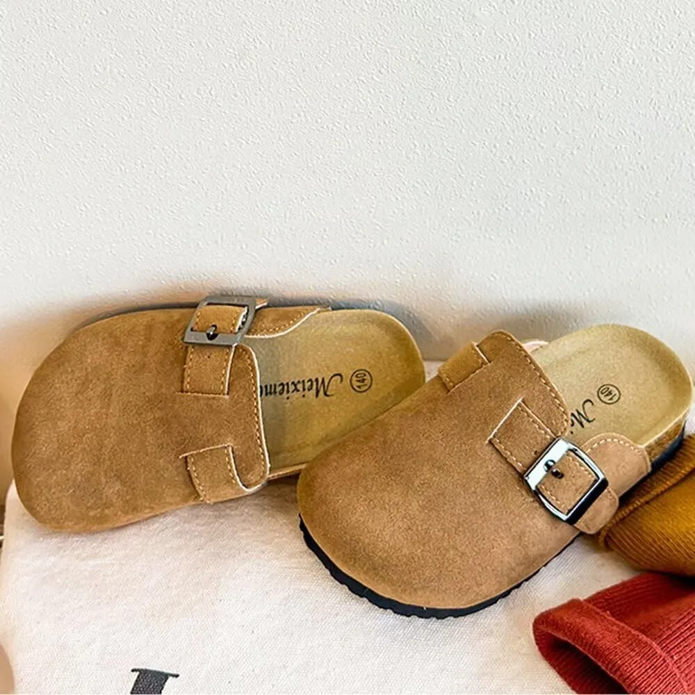 Kids Clogs for Girls Boys Cute Slip-on Slippers Classic Sued e Cor k Footbed Sandals Potato Shoes