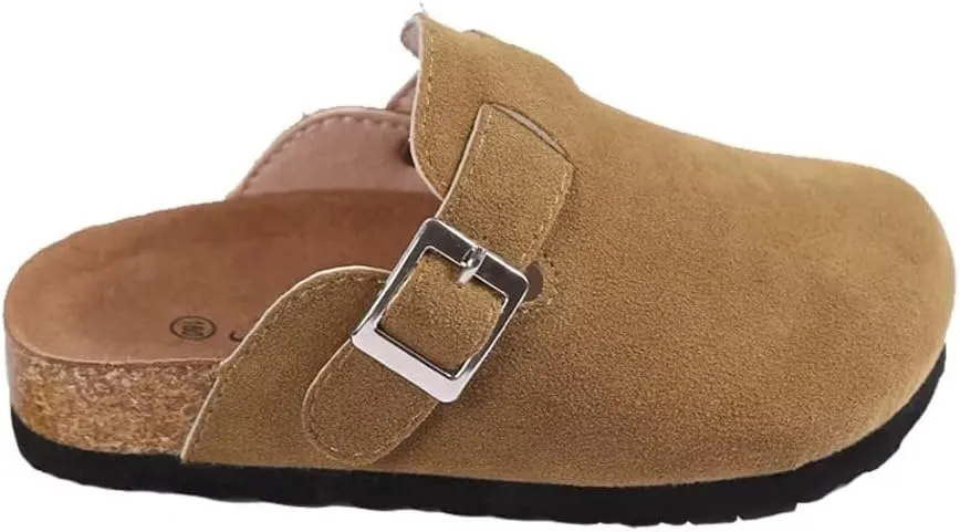 Kids Clogs for Girls Boys Cute Slip-on Slippers Classic Sued e Cor k Footbed Sandals Potato Shoes