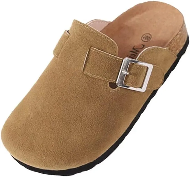 Kids Clogs for Girls Boys Cute Slip-on Slippers Classic Sued e Cor k Footbed Sandals Potato Shoes