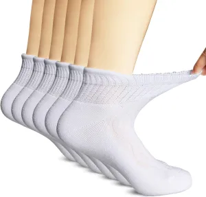  MD Diabetic Socks for Men Women 6 Pairs,Non-Binding Top Extra Wide Ankle/Crew Socks, for Edema Circulator 9-11 10-13 13-15