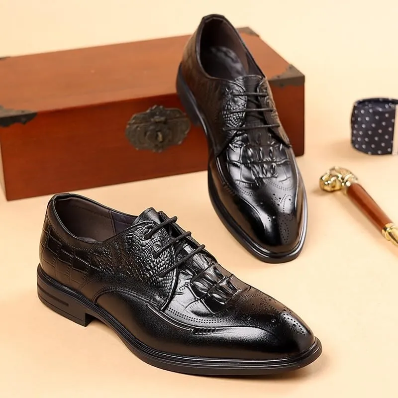 Men's Comfort Business Casual Oxford Shoes Fashion Pointed Toe Lace Up Mens Tuxedo Shoes