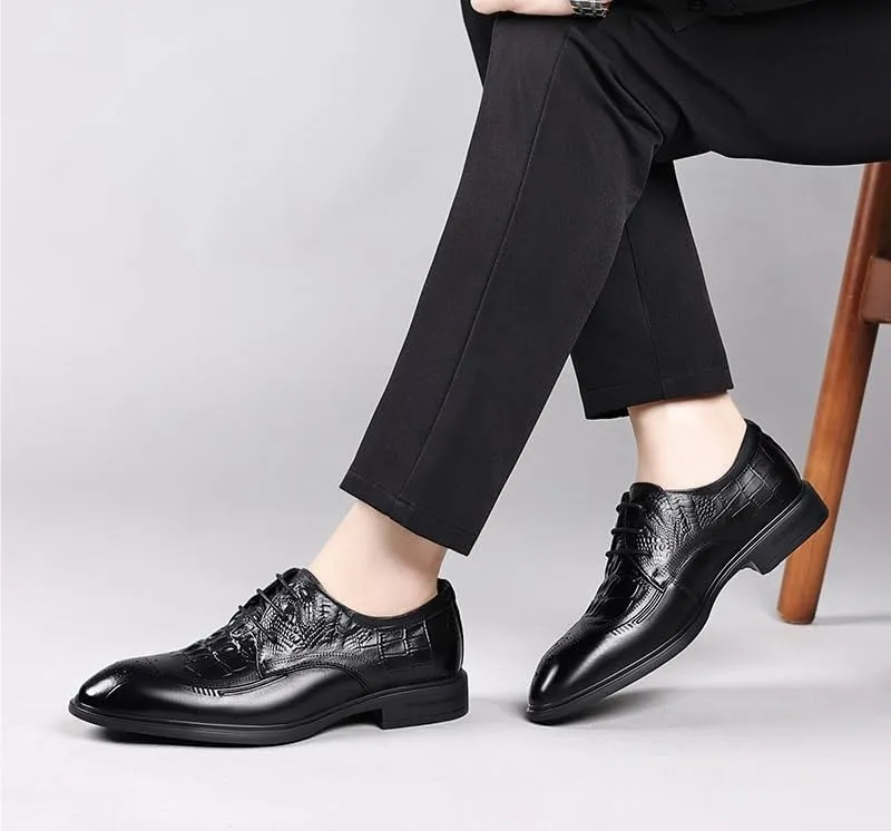 Men's Comfort Business Casual Oxford Shoes Fashion Pointed Toe Lace Up Mens Tuxedo Shoes
