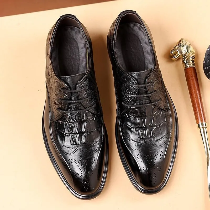 Men's Comfort Business Casual Oxford Shoes Fashion Pointed Toe Lace Up Mens Tuxedo Shoes