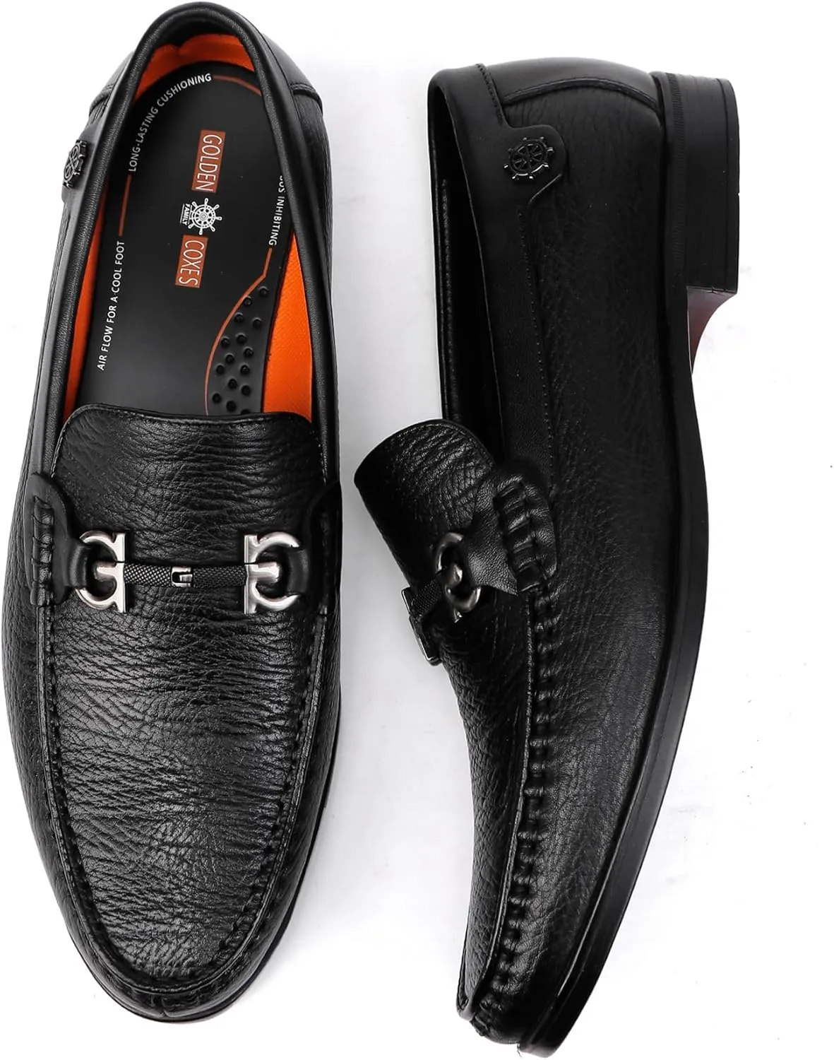 Men's Dress Shoes, Fashion Metal Buckle Leather Loafer Business Wedding Penny Loafer Party Dress Shoes for Men