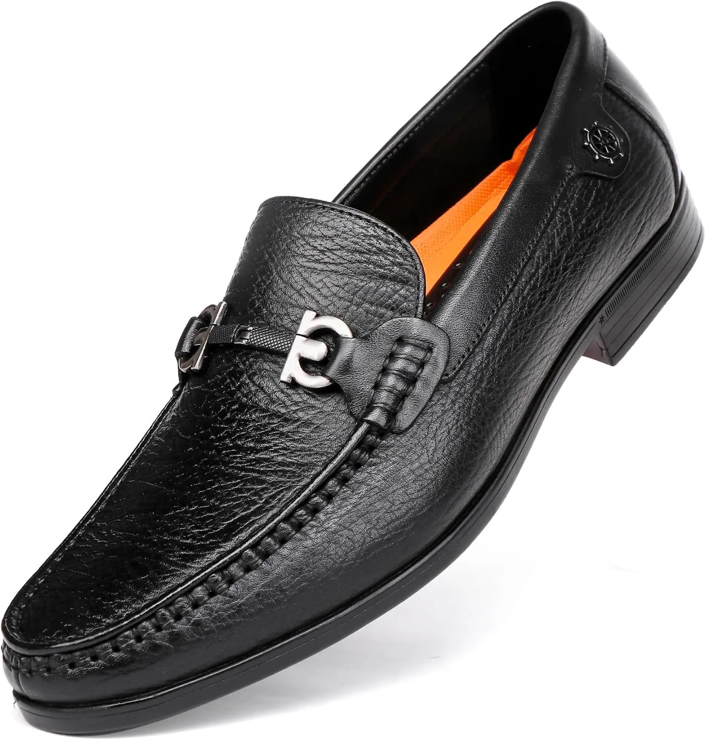 Men's Dress Shoes, Fashion Metal Buckle Leather Loafer Business Wedding Penny Loafer Party Dress Shoes for Men
