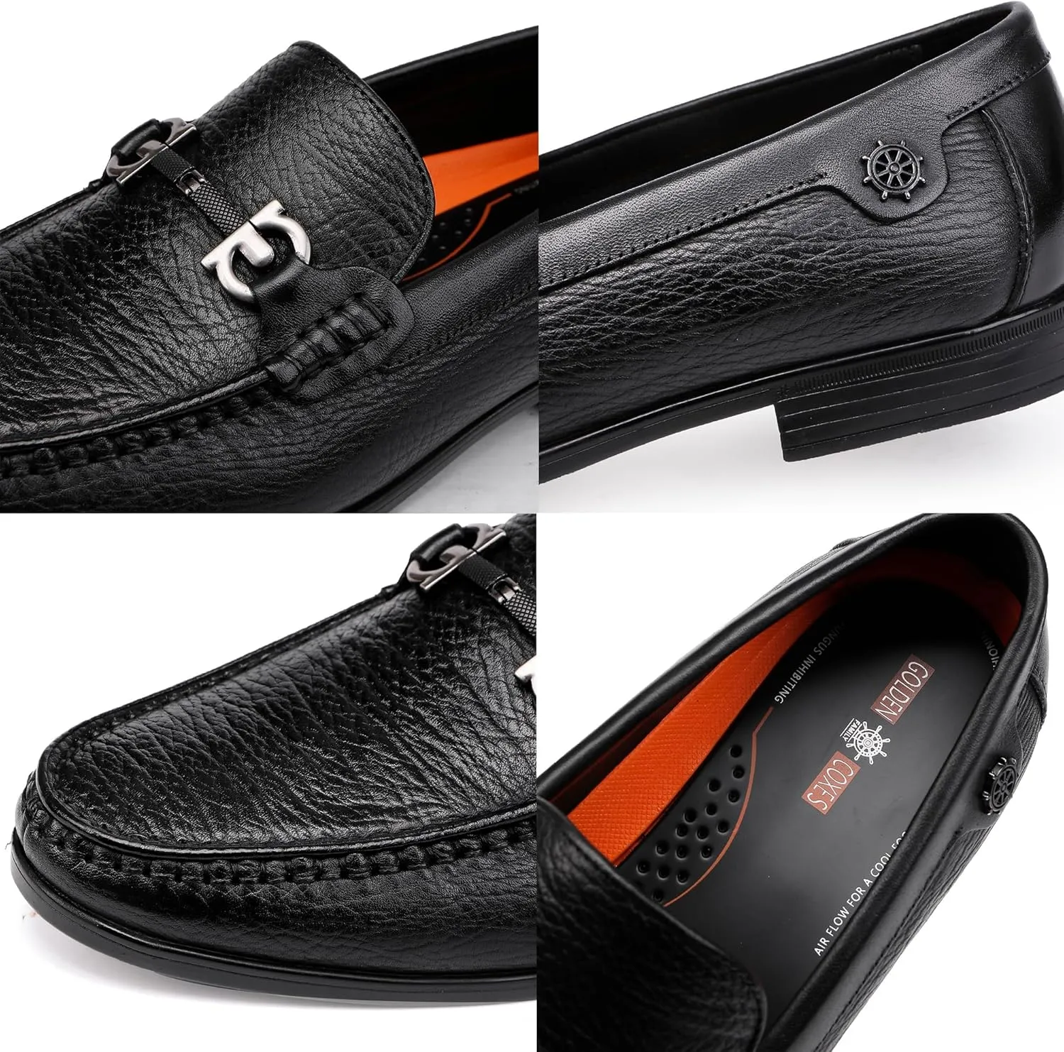 Men's Dress Shoes, Fashion Metal Buckle Leather Loafer Business Wedding Penny Loafer Party Dress Shoes for Men