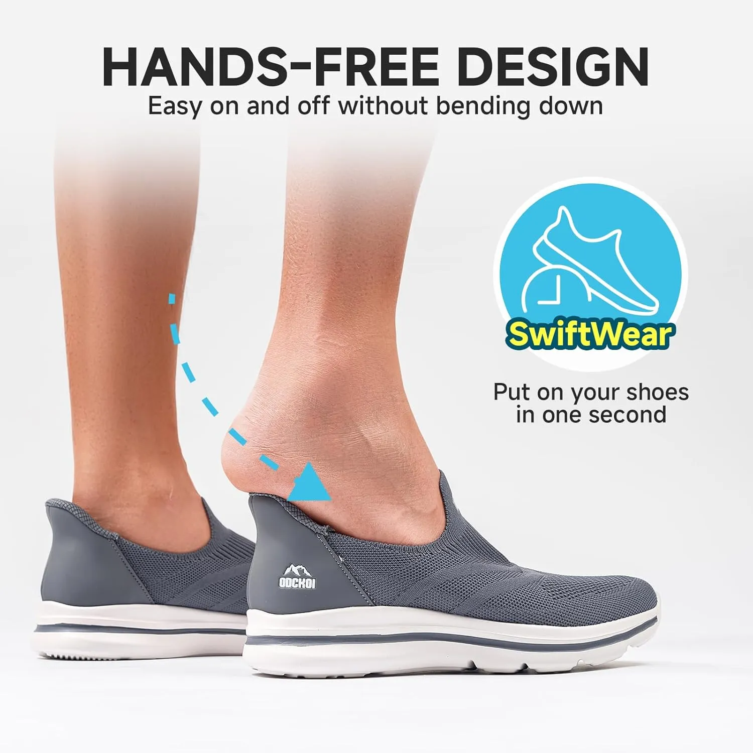 Men's Hands-Free Slip On Sneakers | Laceless Walking Shoes for Gym/Travel/Office