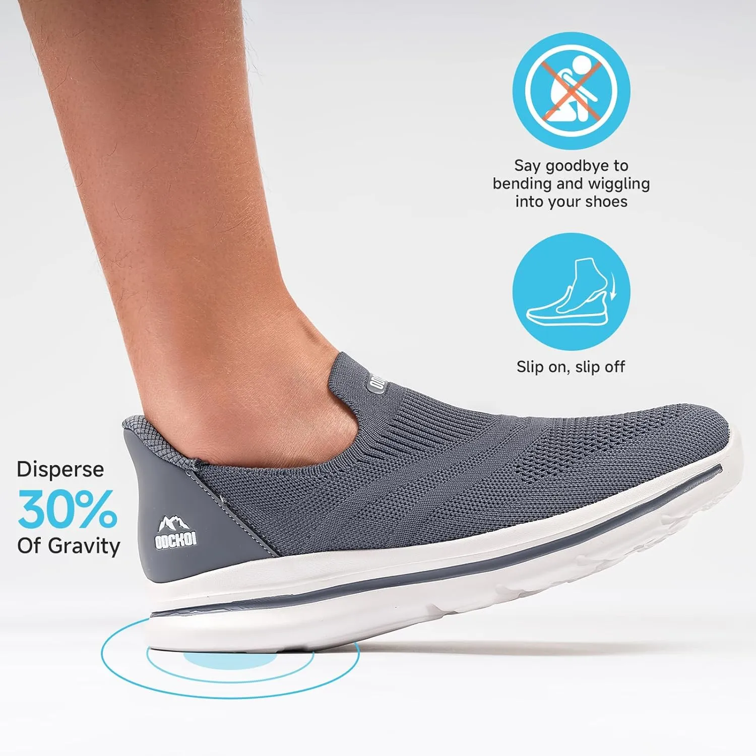 Men's Hands-Free Slip On Sneakers | Laceless Walking Shoes for Gym/Travel/Office