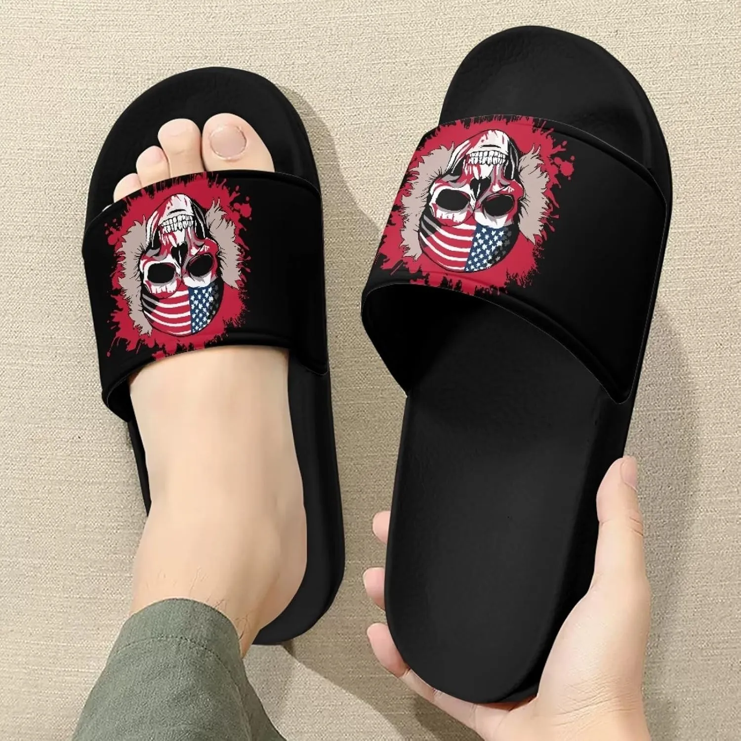 Mens Pillow House Sandals Ultra Cushion Slide Sandals Non-Slip Comfortable Shower Shoes Slip On Black Slippers for Spa Bath Pool Gym