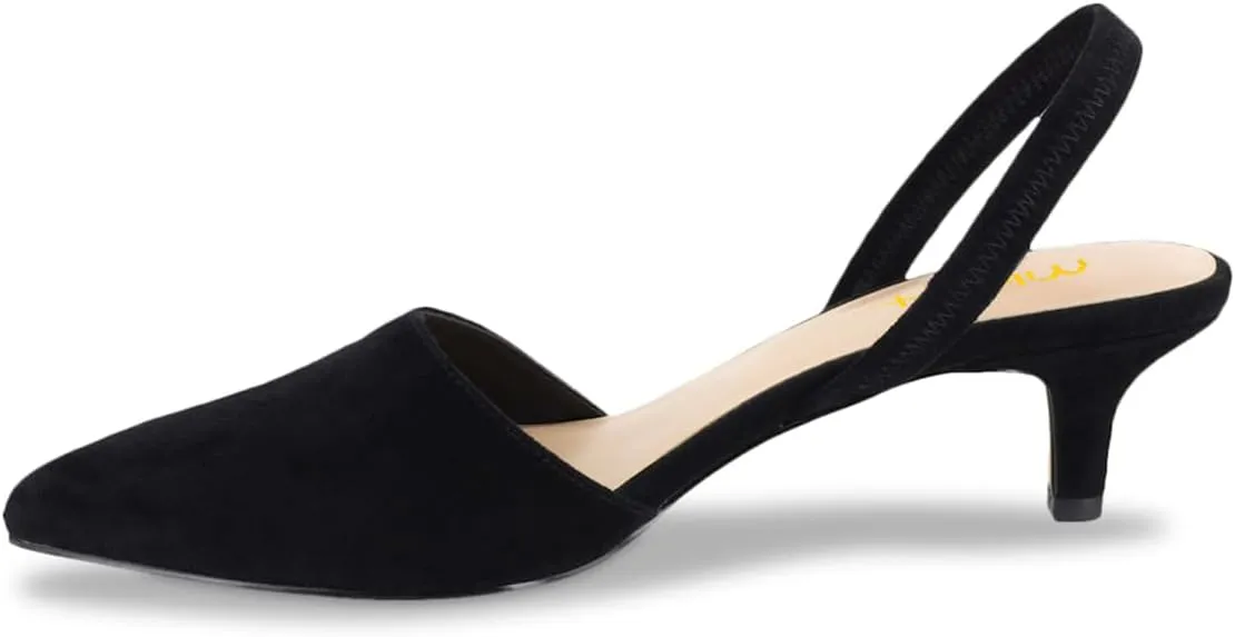 Milooey shoes Women's Kitten Low Heel Pumps Closed Pointed Toe Slingback Sandal Slip On Dress Casual Office Daily Shoes Size 4-16 Us