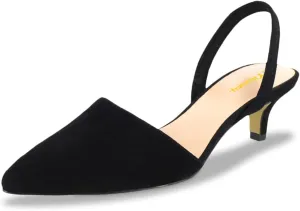 Milooey shoes Women's Kitten Low Heel Pumps Closed Pointed Toe Slingback Sandal Slip On Dress Casual Office Daily Shoes Size 4-16 Us