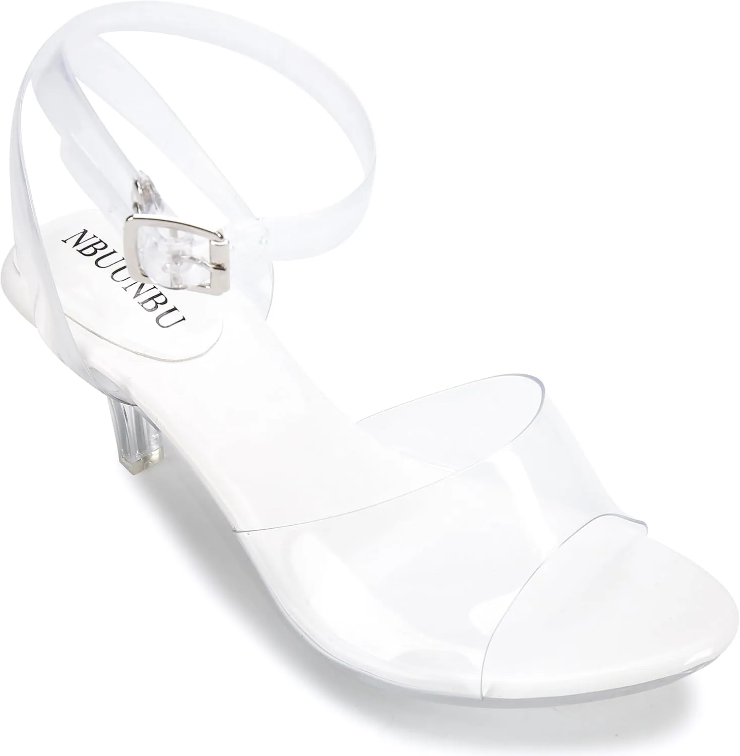 NBUUNBU Clear Strappy Heels For Women Transparent Ankle Strap Platform High Heeled Sandals Sexy Stiletto Comfortable Crystal Dress Shoes Adjustable Buckle Open Toe Pump Mules