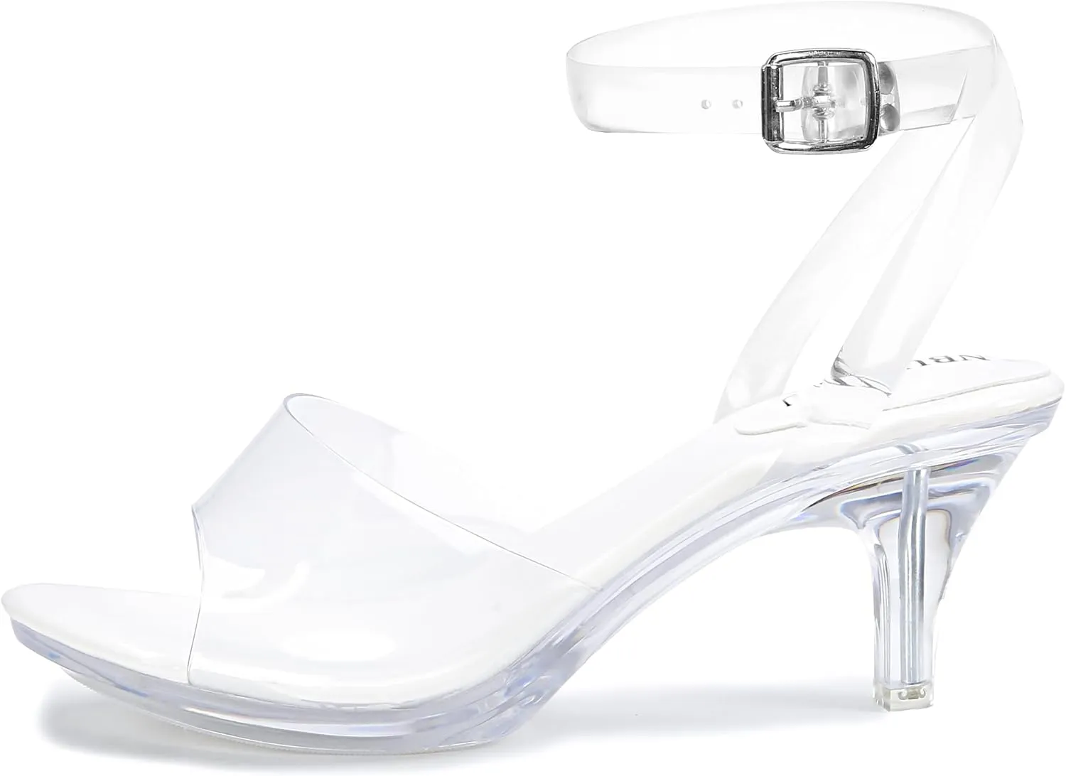 NBUUNBU Clear Strappy Heels For Women Transparent Ankle Strap Platform High Heeled Sandals Sexy Stiletto Comfortable Crystal Dress Shoes Adjustable Buckle Open Toe Pump Mules