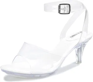 NBUUNBU Clear Strappy Heels For Women Transparent Ankle Strap Platform High Heeled Sandals Sexy Stiletto Comfortable Crystal Dress Shoes Adjustable Buckle Open Toe Pump Mules