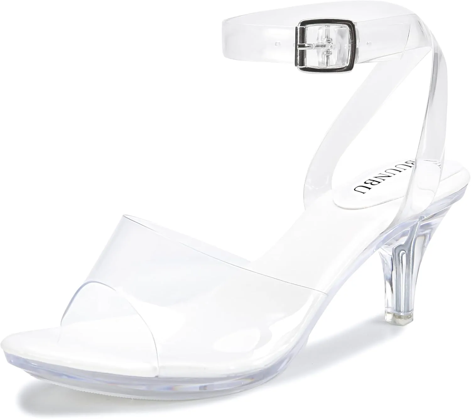 NBUUNBU Clear Strappy Heels For Women Transparent Ankle Strap Platform High Heeled Sandals Sexy Stiletto Comfortable Crystal Dress Shoes Adjustable Buckle Open Toe Pump Mules