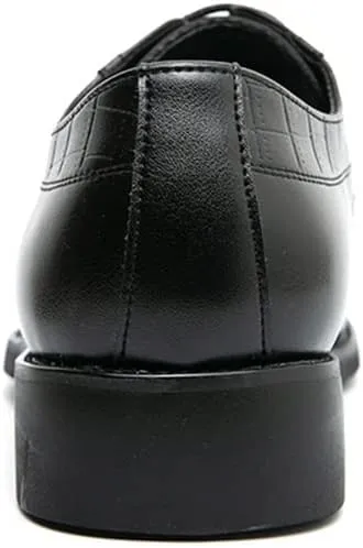 New Formal Oxford Shoes for Men Lace Up Cap Toe Split Toe Crocodile Print Burnished Toe Rubber Sole Non Slip Anti-Slip Block Heel Low Top Party