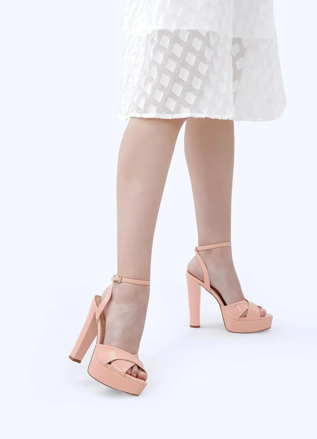 Oh Mispares Block High Heel Sandals for Women Peep Toe Platform Cross Strappy Sexy Heeled Gold Slingback Heels for Dress Jeans Summer Weddings