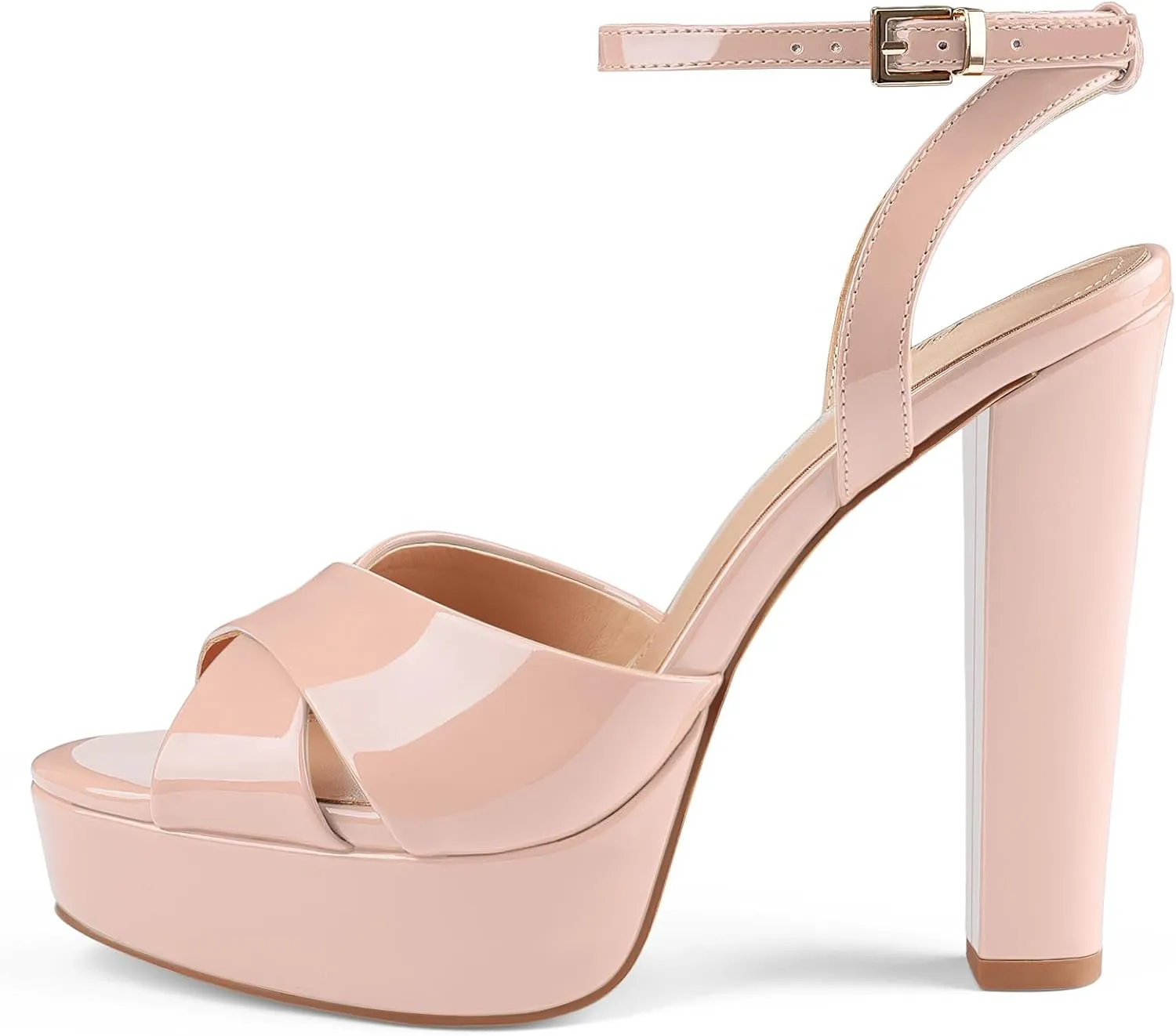 Oh Mispares Block High Heel Sandals for Women Peep Toe Platform Cross Strappy Sexy Heeled Gold Slingback Heels for Dress Jeans Summer Weddings