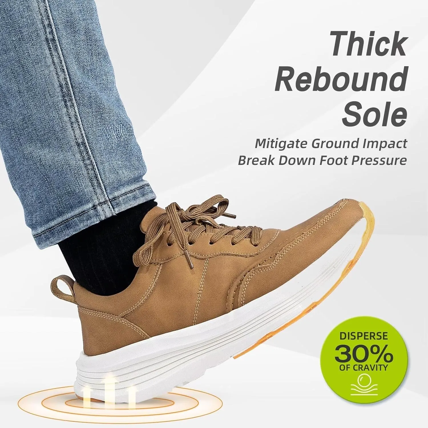 OrthoComfoot Men's Orthopedic Leather Dress Walking Shoes: Comfortable Arch Support Plantar Fasciitis Flat Feet Sneakers, Casual Business Work Orthotic Thick Sole Foot Heel Pain Relief Oxfords